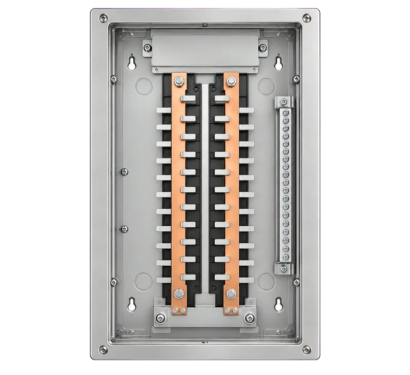 An empty panel enclosure with the door off