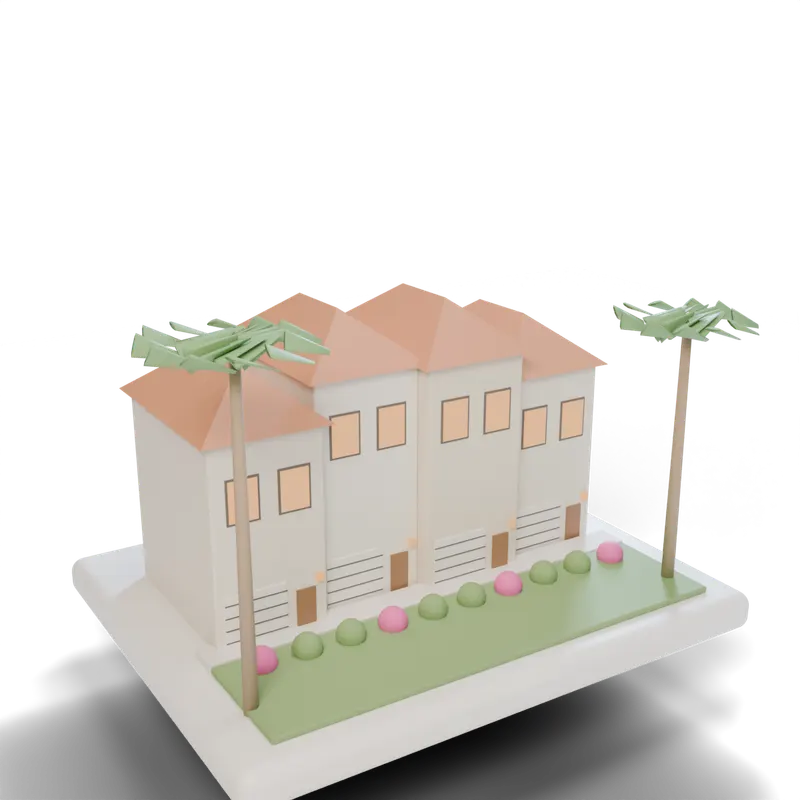 Two stucco townhouses in a row